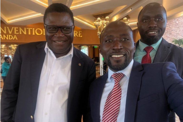 Hon Norbert Mao, Ashaba Vincent and George Muhimbise
